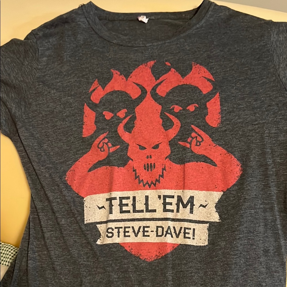 TESD Gray and Red Short Sleeve Tee with Bold Graphic Design